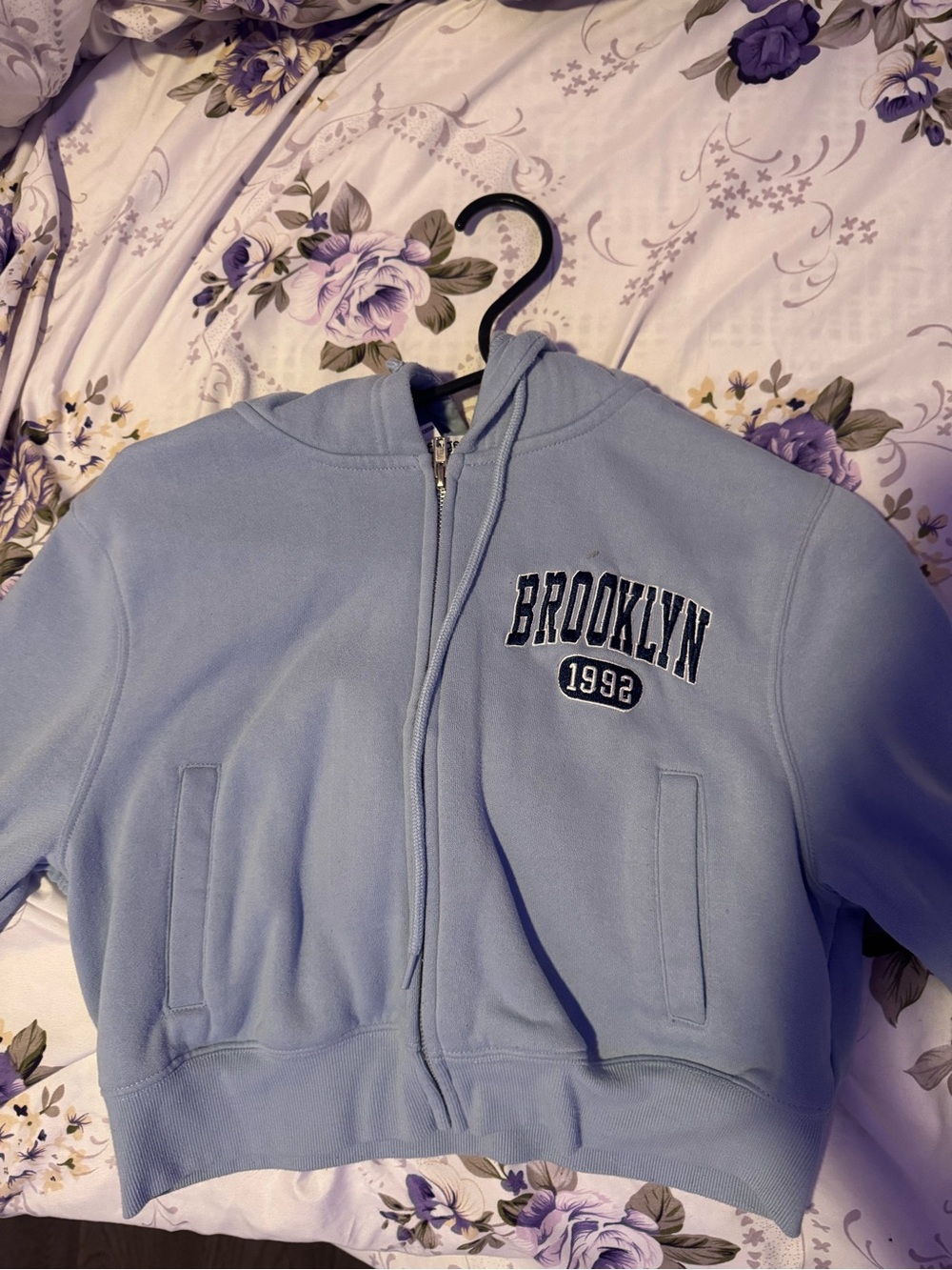 Brooklyn 1992 Light Blue Zip Hoodie